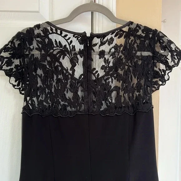 Adrianna Papell Womens Black Lace Ruched Party Cocktail Dress - Picture 4 of 6